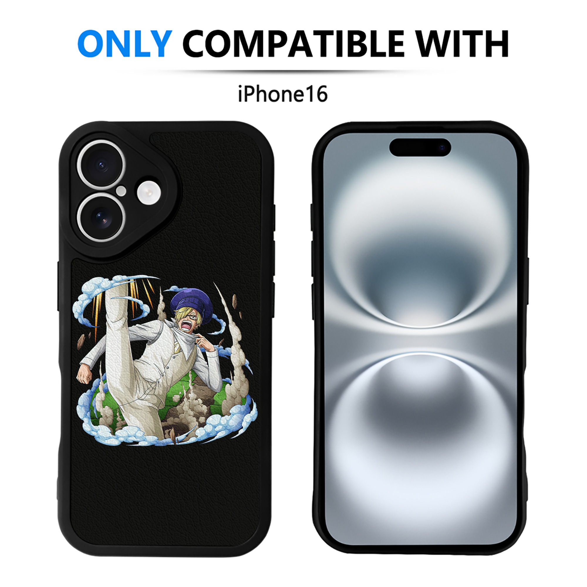 （画像用） ワンピース サンジ ONE PIECE Sanji 【iPhone 16シリーズ対応】シリコンスマホケース（レザー調） 材質：シリコン